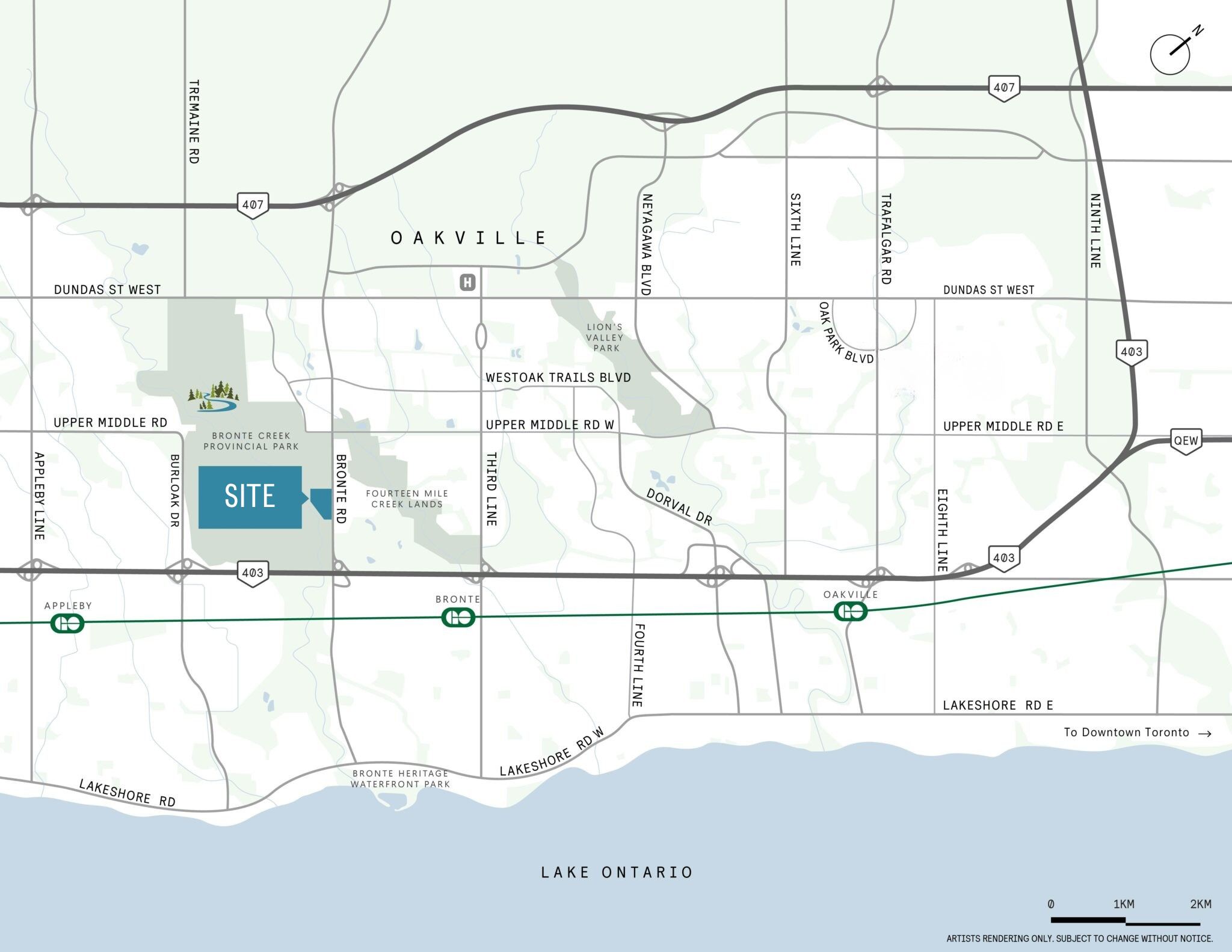 Key map showing locations and layout of Riverview South Oakville community