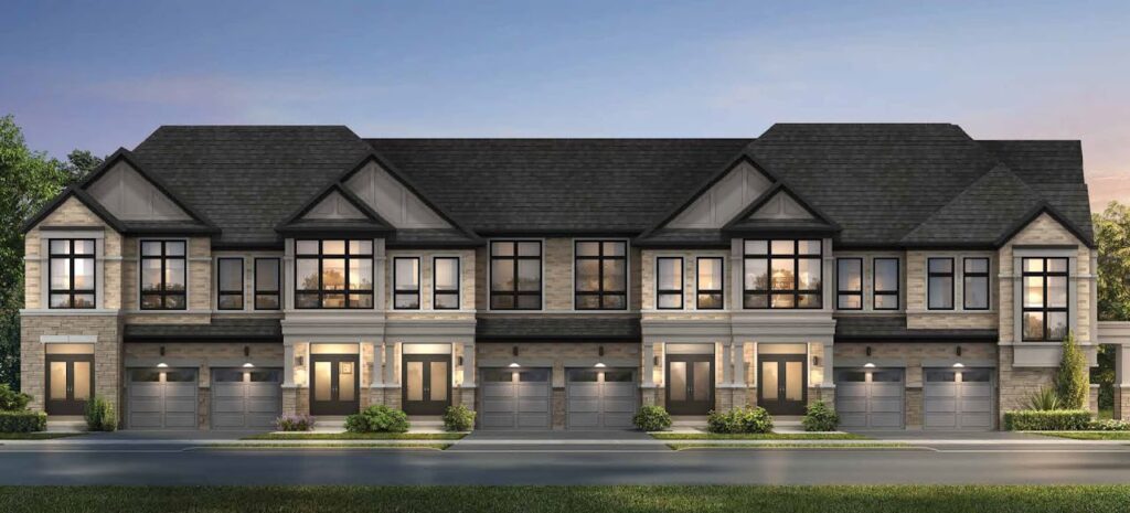 Full view of townhomes at Riverview South Oakville pre-construction community